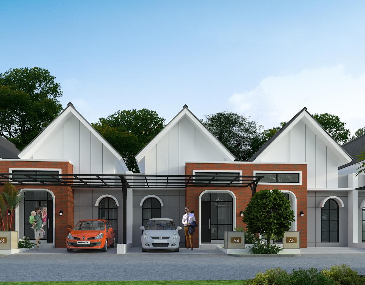 Rumah satu lantai dengan atap pelana