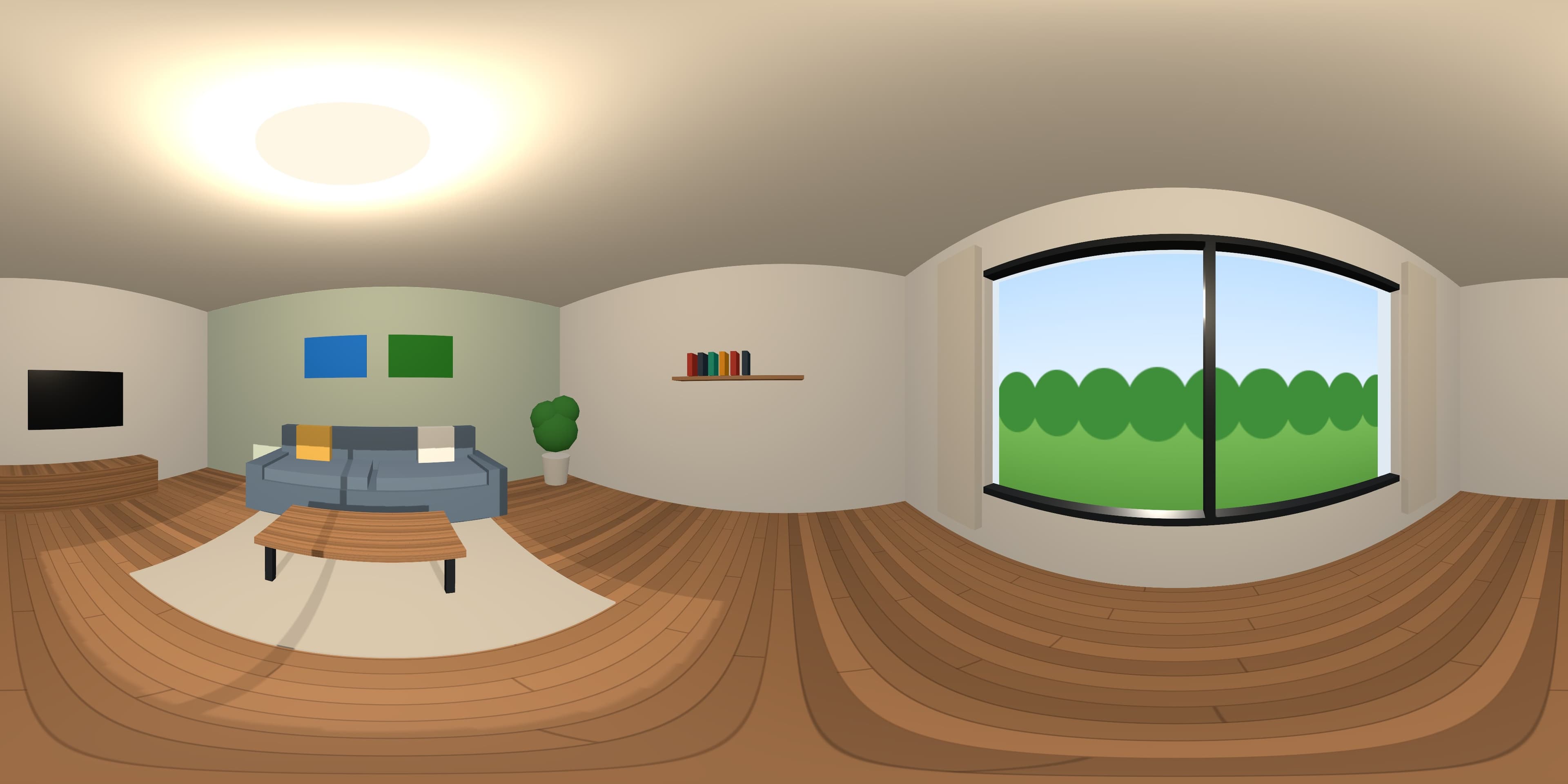 Panorama 360° ruang tamu (ilustrasi)